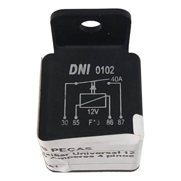 Relê Auxiliar Universal 12 Volts 40 Amperes 4 Pinos Preto